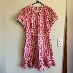 Pink and White Eyelet Embroidered Michael Kors Dress Size 8